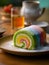 Delicious rainbow roll cake