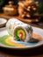 Delicious rainbow roll cake