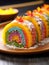 Delicious rainbow roll cake