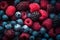 Delicious raspberries and blueberries, ideal fruits for a healthy and balanced diet. Generative AI