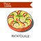 Delicious ratatouille meal from french cuisine isolated illustration.