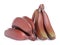 Delicious red baby bananas on white