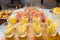 Delicious and refreshing fruity appetizers on a luxurious buffet at a celebration