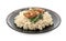 Delicious risotto with chicken isolated