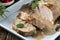 Delicious roast pork fillet with mushroom sauce