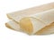 Delicious rolled Armenian lavash on white background, closeup