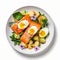 Delicious Salmon And Egg Dish With Roasted Artichoke