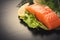 Delicious salmon fillet, rich in omega 3 oil