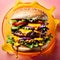 Delicious sandwich junk food diet double cheeseburger hamburger