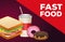 Delicious sandwich with soda and donuts fast food icons