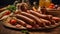 delicious sausages the table nutrition snack