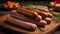delicious sausages the table nutrition snack traditional