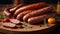 delicious sausages the table nutrition snack traditional nutrition eating