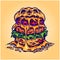 Delicious scary monster burger illustration