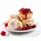 Delicious Scones Mini Ice Creams With Raspberry Jam And Raspberries