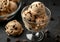 Delicious Scoops of Chocolate Chip Cookie Dough Ice Cream in Glass Bowl