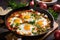 Delicious Shakshuka with Melted Feta Cheese and Fresh Herbs