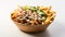 Delicious Shawarma Meal With Fries And Green Vegetables In Bowl