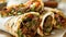 delicious shawarma with meat, onions and vegetables
