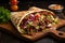 Delicious Shawarma on Wooden Board. Generative By Ai