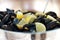 Delicious shellfish peppered mussels with lemon