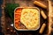 delicious shepherds pie with carrots, cheese, potatoes and meat for lunch
