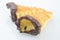 Delicious sicilian cannolo cannellino sweet with pastry hazelnut