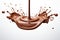 Delicious single chocolate splash suspended in mid air isolated on a clean white background