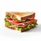 Delicious Sliced Sandwich With Tomato, Lettuce, And Ham