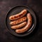 Delicious smoked meat sausage on ceramic plate, Generative AI, generative artificial intelligence