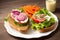 Delicious SmÃ¸rrebrÃ¸d Photography. Food background. AI Image Generated