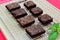 Delicious and soft fresh homemade brownie chocolate, square and