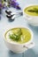 Delicious soup with asparagus. A beautiful light, creamy asparagus soup.