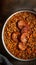 Delicious Spanish traditional dish lentils stew with chorizo sausage. Local specialty comfort food