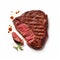 Delicious Spiced Steak On White Background - Top View