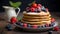 delicious stack of freshly made pancakes with berries
