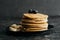 delicious stacked pancakes with blueberries