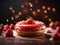 Delicious strawberry doughnut, floating in the air, filled with cherry jelly and topped with glaze, Cinematic ads photography