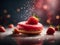 Delicious strawberry doughnut, floating in the air, filled with cherry jelly and topped with glaze, Cinematic ads photography