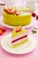 Delicious strawberry-pistachio mousse cake