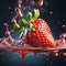 A delicious strawberry is a ripe, juicy berry that is sweet and tart at the same time. Floating in the air, cinematic