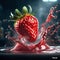 A delicious strawberry is a ripe, juicy berry that is sweet and tart at the same time. Floating in the air, cinematic