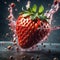 A delicious strawberry is a ripe, juicy berry that is sweet and tart at the same time. Floating in the air, cinematic