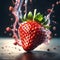 A delicious strawberry is a ripe, juicy berry that is sweet and tart at the same time. Floating in the air, cinematic