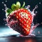 A delicious strawberry is a ripe, juicy berry that is sweet and tart at the same time. Floating in the air, cinematic