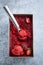 Delicious  strawberry sorbet, vegan lactose free low carb berries ice cream