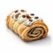 Delicious Strudel With Chocolate Frosting On A White Background