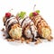 Delicious Strudel Mini Ice Cream Cones With Syrup And Cherries