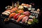 Delicious Sushi Assortment. Exquisite Japanese Seafood. Tempting Asian Cuisine.