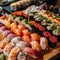 Delicious sushi, carefully arranged by top chefs